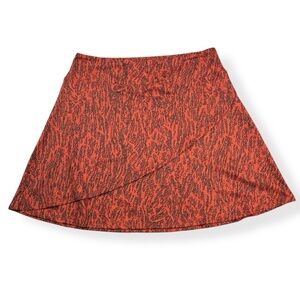 Eddie Bauer Faux Wrap Skirt Womens Large L Orange Black Kacey Skirt Stretch